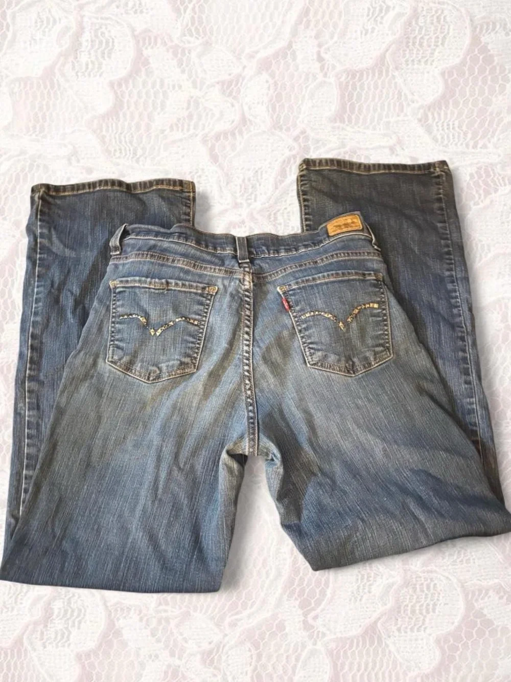 Levi's Women's Blue Bootcut Jeans with Embellished Back Pockets